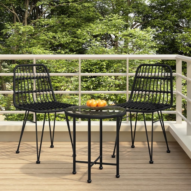 Set da Pranzo da Giardino 3 pz Nero in Polyrattan