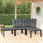 Set Salotto da Giardino 4 pz Nero e Grigio in Polyrattan