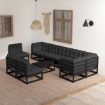 Set Divani da Giardino 10 pz con Cuscini Legno Massello di Pino