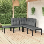 Set Salotto da Giardino 5 pz Nero e Grigio in Polyrattan