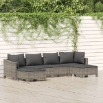 Set Divani da Giardino 6 pz con Cuscini in Polyrattan Grigio