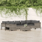 Set Divani da Giardino 8 pz con Cuscini in Polyrattan Grigio