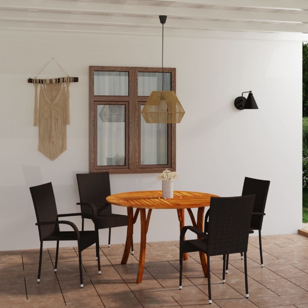 Set Mobili da Pranzo per Giardino 5 pz Marrone