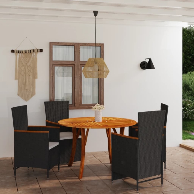 Set Mobili da Pranzo per Giardino 5 pz Nero