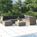 Set Divani da Giardino 7 pz con Cuscini in Polyrattan Grigio