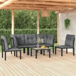 Set Salotto da Giardino 6 pz in Polyrattan Nero e Grigio