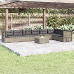 Set Divani da Giardino 8 pz con Cuscini in Polyrattan Grigio