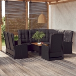 Set Divani da Giardino 4 pz con Cuscini Nero in Polyrattan