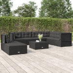 Set Mobili da Giardino con Cuscini 8 pz Nero in Polyrattan