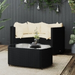 Set Divani da Giardino 4 pz con Cuscini Nero in Polyrattan