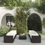 Set Salotto da Giardino 9 pz con Cuscini in Polyrattan Nero