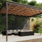 Set Divani da Giardino 12 pz con Cuscini in Polyrattan Nero