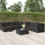 Set Salotto da Giardino con Cuscini 7pz Nero Polyrattan