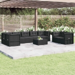 Set Mobili da Giardino con Cuscini 8 pz Nero in Polyrattan