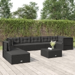 Set Mobili da Giardino con Cuscini 8 pz Nero in Polyrattan