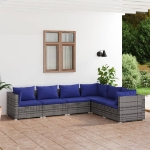 Set Divani da Giardino 6 pz con Cuscini in Polyrattan Grigio