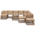 Set Divani da Giardino 12 pz con Cuscini Beige