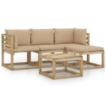 Set Divani da Giardino 5 pz con Cuscini Beige