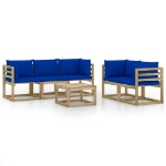 Set Divani da Giardino 6 pz con Cuscini Blu