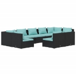 Set Divani da Giardino 9 pz con Cuscini in Polyrattan Nero