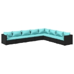 Set Divani da Giardino 8 pz con Cuscini in Polyrattan Nero