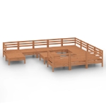 Set Divani da Giardino 12 pz Miele in Legno Massello di Pino