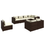 Set Divani da Giardino 8 pz con Cuscini in Polyrattan Marrone