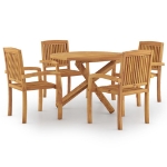 Set da Pranzo per Giardino 5 pz in Legno Massello di Teak