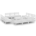 Set Divani da Giardino 13 pz Bianco in Legno Massello di Pino