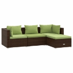 Set Divani da Giardino 4 pz con Cuscini in Polyrattan Marrone