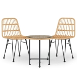 Set da Pranzo da Giardino 3 pz in Polyrattan