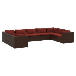 Set Divani da Giardino 9 pz con Cuscini in Polyrattan Marrone