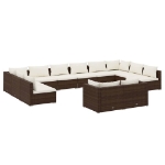 Set Divani da Giardino 12 pz con Cuscini in Polyrattan Marrone