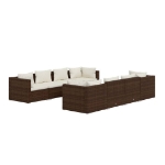 Set Divani da Giardino 9 pz con Cuscini in Polyrattan Marrone