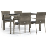 Set da Pranzo da Giardino 5 pz con Cuscini in Polyrattan Grigio