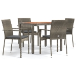 Set da Pranzo da Giardino 5 pz con Cuscini in Polyrattan Grigio