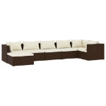 Set Divani da Giardino 7 pz con Cuscini in Polyrattan Marrone