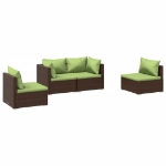 Set Divani da Giardino 4 pz con Cuscini in Polyrattan Marrone