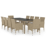 Set da Pranzo per Giardino 11 pz in Polyrattan Beige