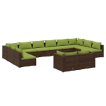 Set Divani da Giardino 12 pz con Cuscini in Polyrattan Marrone