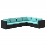 Set Divani da Giardino 6 pz con Cuscini in Polyrattan Nero