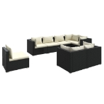 Set Divani da Giardino 8 pz con Cuscini in Polyrattan Nero