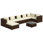 Set Divani da Giardino 8 pz con Cuscini in Polyrattan Marrone