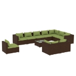 Set Divani da Giardino 11 pz con Cuscini in Polyrattan Marrone