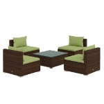 Set da Giardino 5 pz con Cuscini in Polyrattan Marrone