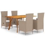 Set Mobili da Pranzo per Giardino 5 pz Beige