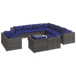 Set Divani da Giardino 12 pz con Cuscini in Polyrattan Grigio