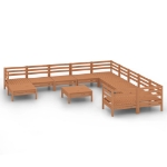 Set Divani da Giardino 12 pz Miele in Legno Massello di Pino