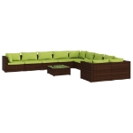 Set Divani da Giardino 11 pz con Cuscini in Polyrattan Marrone