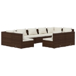 Set Divani da Giardino 9 pz con Cuscini in Polyrattan Marrone